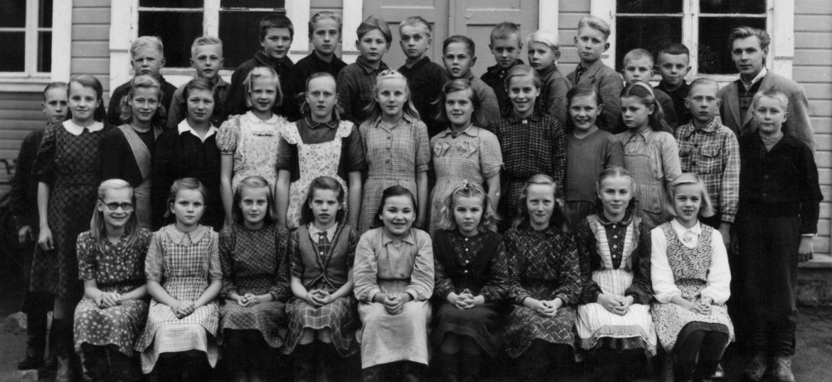 School children in the 1940's in Someronkylä, Northern Ostrobothnia, Finland